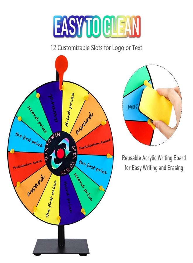 Seqiuay Prize Wheel Spinner with Stand, 12 Inch Spinning Wheel Featuring 12 Prize Slots, Colorful Prize Spin Wheel Perfect for Carnivals, Home Parties, Trade Shows and Lucky Draw - Image 4